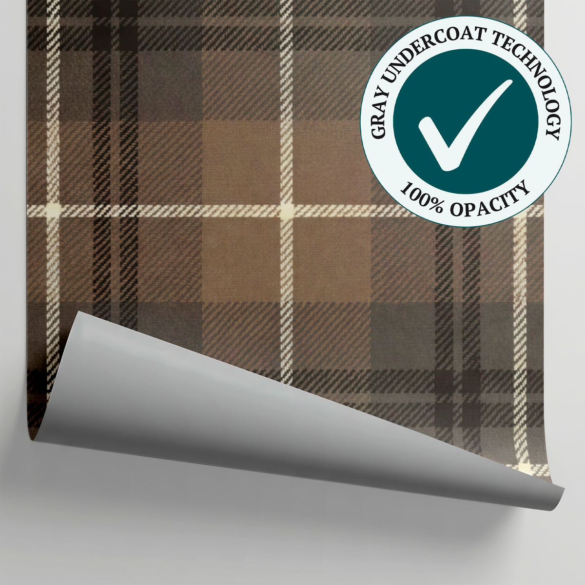 Tweed Hush Brown Wallpaper Vintage - Beige Cream Plaid Peel and Stick Wall Mural - Matière
