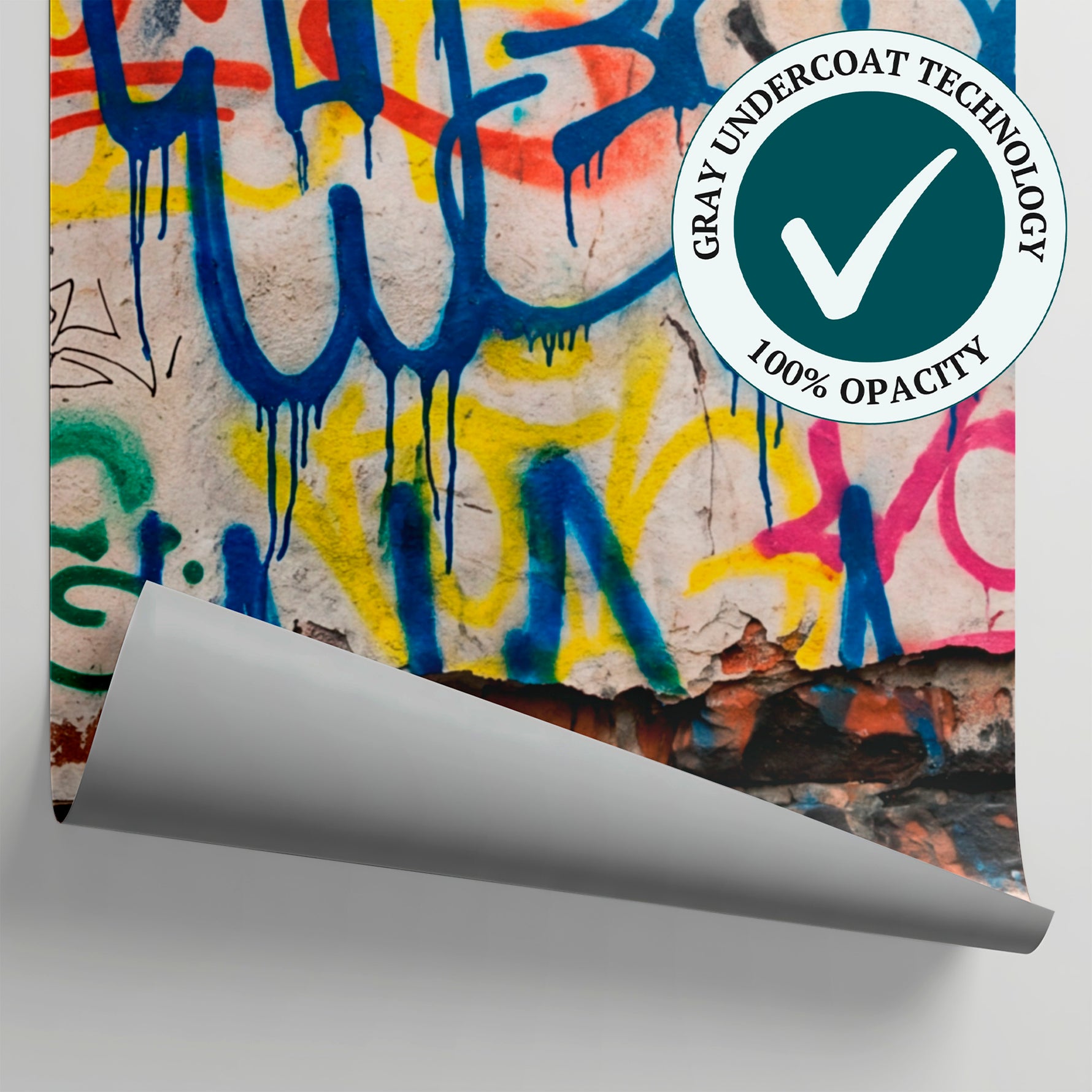 Unruly Cipher Graffiti Wallpaper - Beige Brick Wallpaper Peel and Stick Urban Street Art Mural - Matière