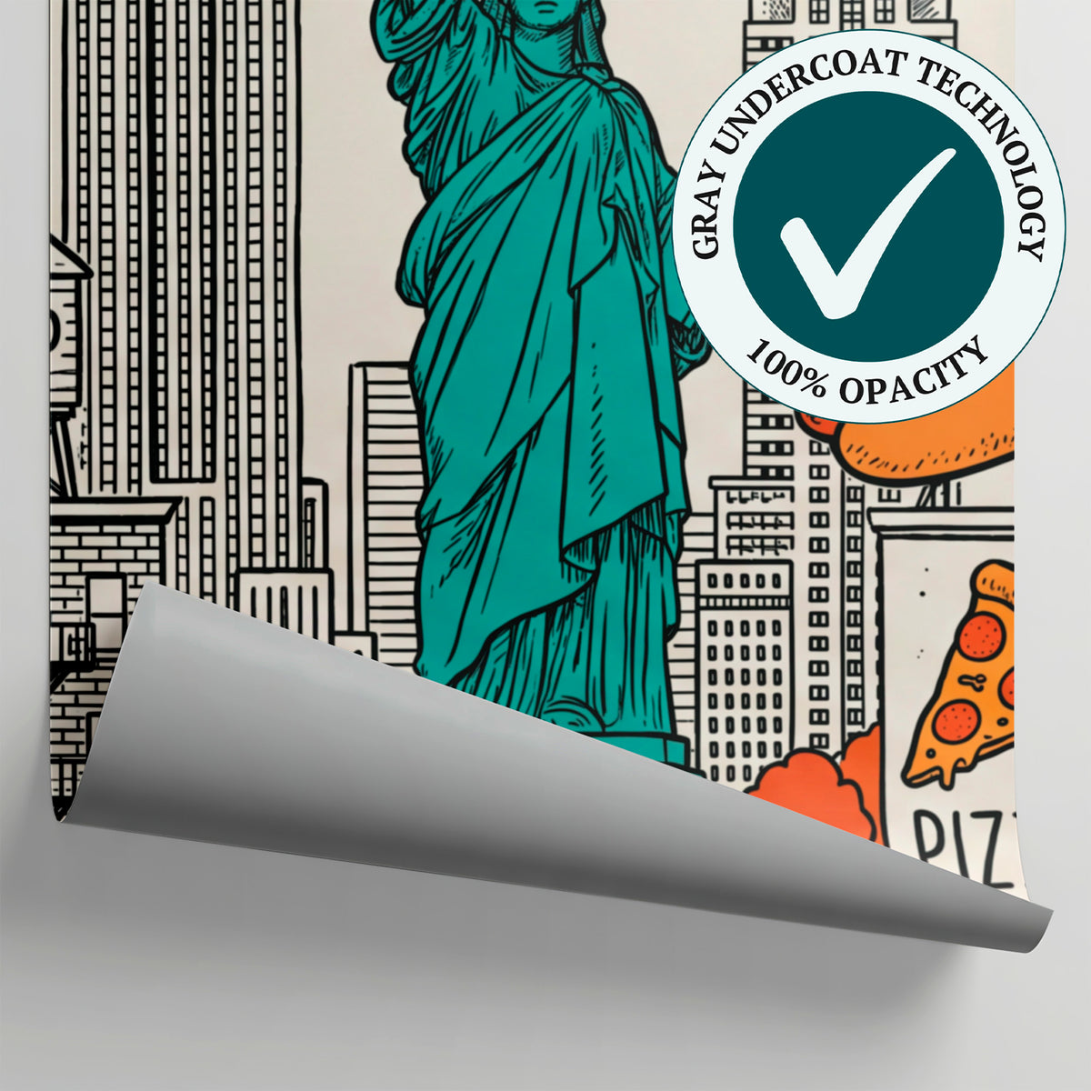 Urban Colossus - Orange Graffiti Wallpaper - Retro Comic City Skyline Illustration Peel and Stick - Matière