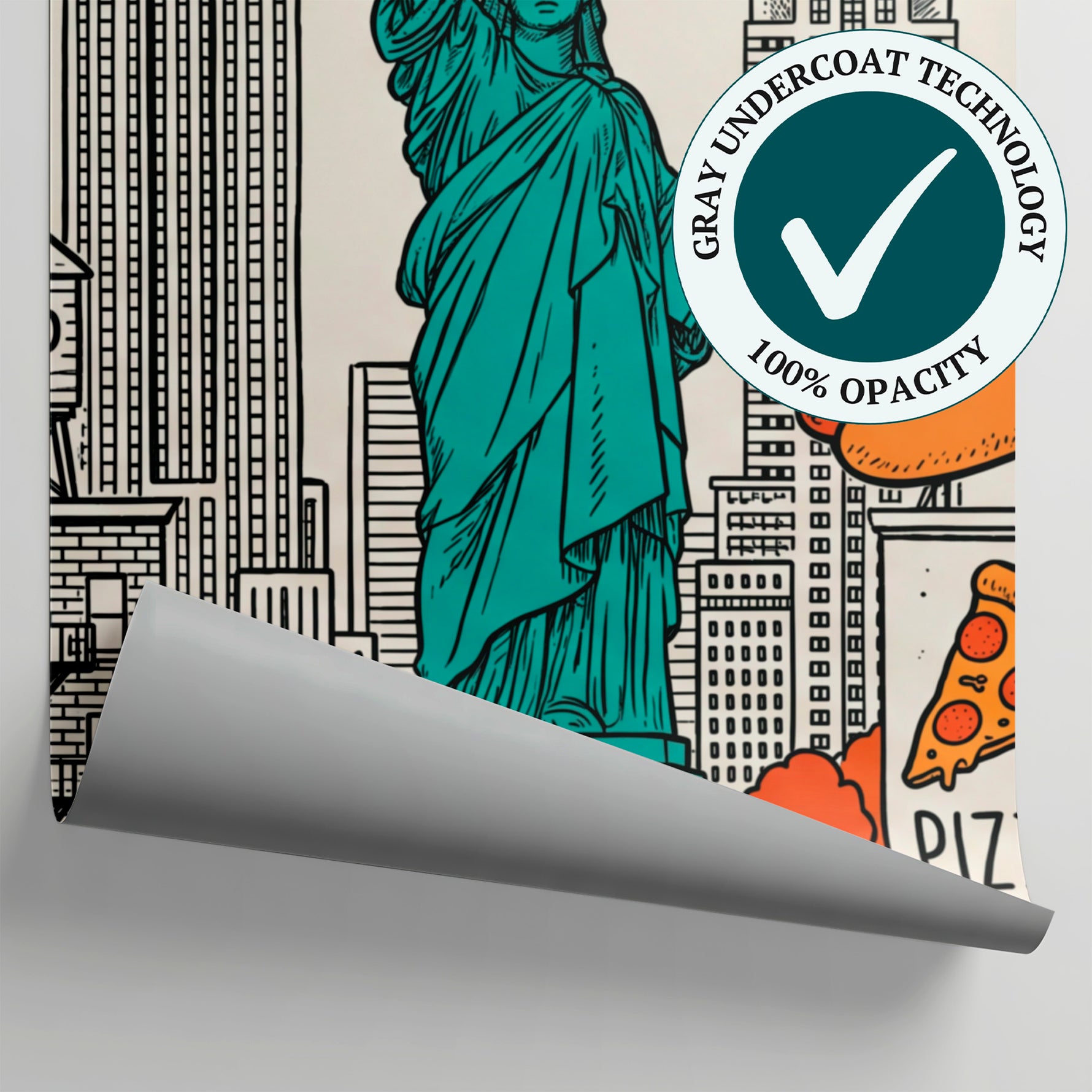 Urban Colossus - Orange Graffiti Wallpaper - Retro Comic City Skyline Illustration Peel and Stick - Matière