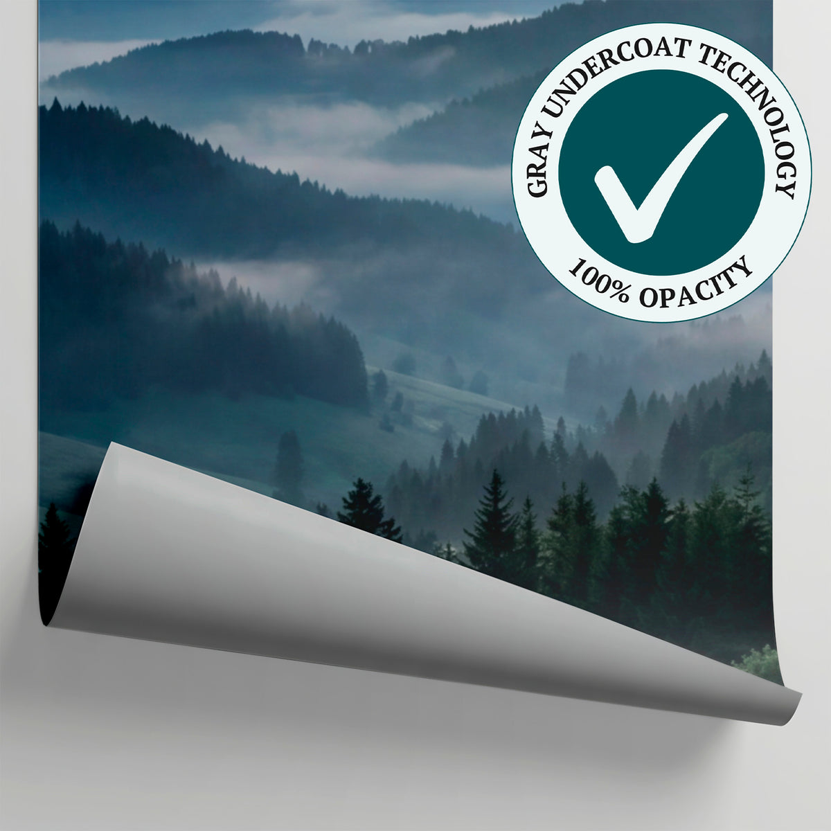 Valley Breath Blue Mountain Wallpaper - Forest Landscape Scenery Woodland Peel and Stick Wall Mural - Matière