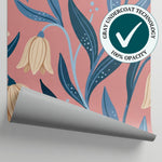Velvet Bellnotes Pink Floral Wallpaper - Blue and White Flower Wallpaper Peel and Stick - Matière