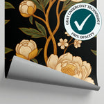 Velvet Nocturne Black Wallpaper - Vintage Floral Botanical Victorian Peel and Stick Wall Mural - Matière