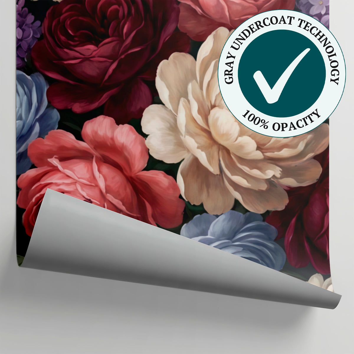 Velvet Nocturne Dark Floral Wallpaper - Dark Red Rose Aesthetic Peel and Stick Wall Mural - Matière