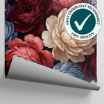 Velvet Nocturne Dark Floral Wallpaper - Dark Red Rose Aesthetic Peel and Stick Wall Mural - Matière