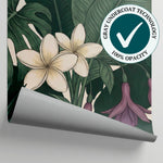 Verdant Conservatory Green Floral Wallpaper - Dark Green Greenery Flower Peel and Stick Mural - Matière