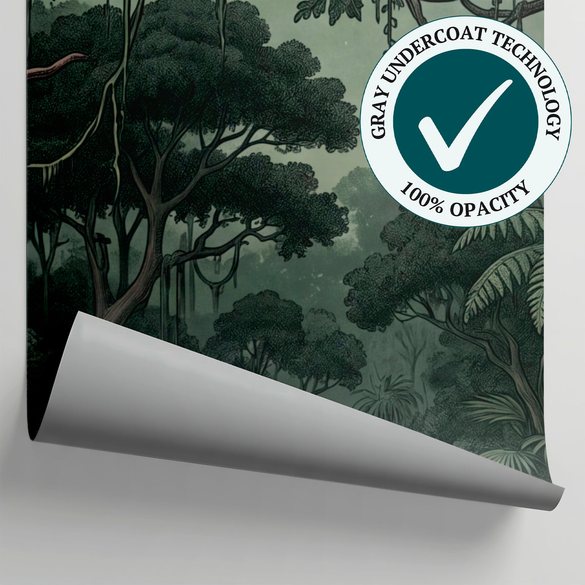 Verdant Reverie Green Forest Wallpaper - Jungle Tropical Palm Tree Woodland Wall Mural Peel and Stick - Matière