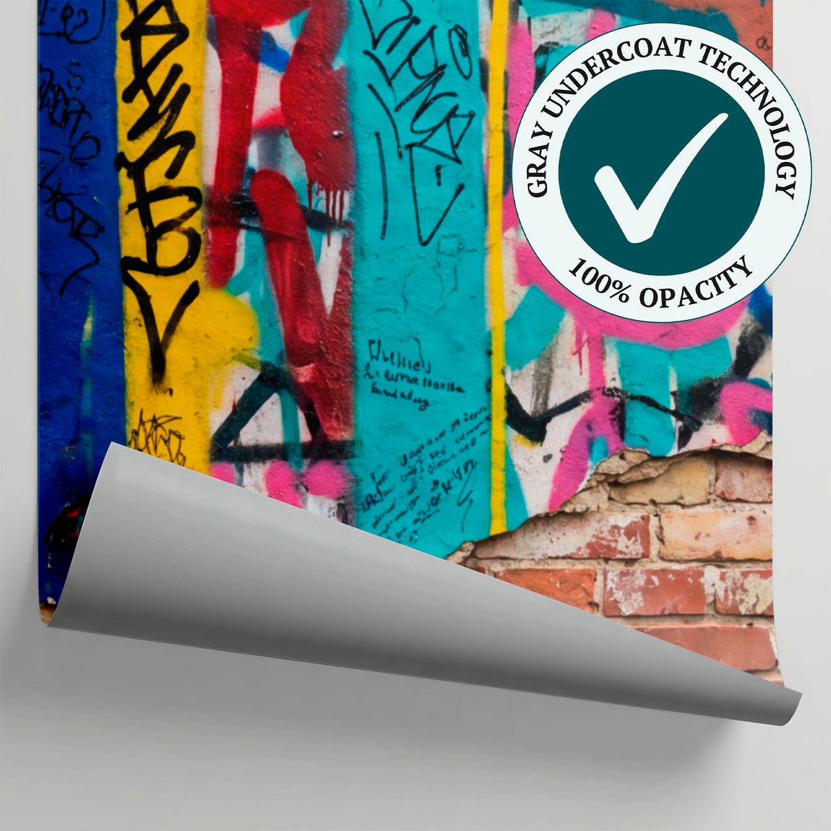 Volatile Concrete Blue Graffiti Wallpaper - Teal Brick Wall Mural Removable Urban Street Art - Matière