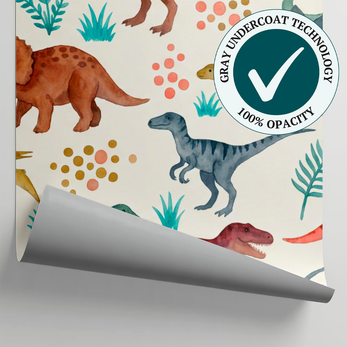 Watercolor Giants Beige Dinosaur Wallpaper for Kids - Nursery Wallpaper Peel and Stick Kids Wall Mural - Matière
