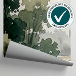 Watercolor Parish Green Forest Wallpaper - Woodland Landscape Scenery Wall Mural Peel and Stick - Matière