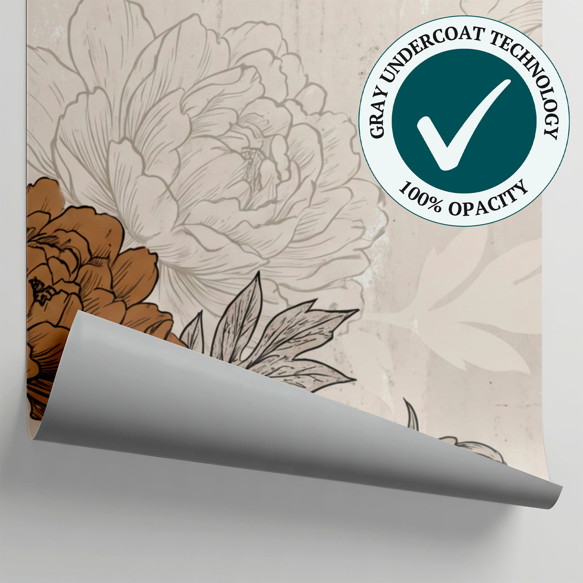 Weathered Bloomcraft Beige Vintage Wallpaper - Floral Botanical Victorian Flower Peel and Stick Mural - Matière