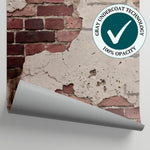 Weathered Mortar - Beige Brick Wallpaper Peel and Stick - White Brick Effect Vintage Wall Mural - Matière