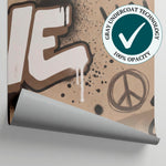 Whispered Lettering - Beige Graffiti Wallpaper - Modern Neutral Typography Peel and Stick - Matière