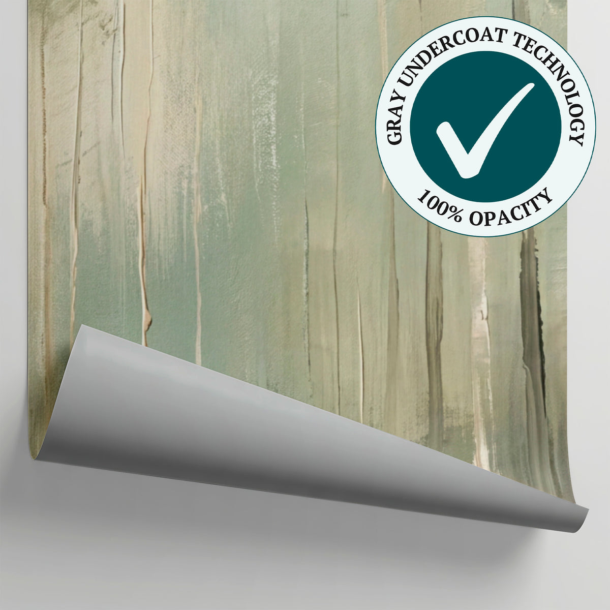 Whispering Birches - Green Abstract Wallpaper - Sage Forest Woodland Minimalist Peel and Stick Mural - Matière
