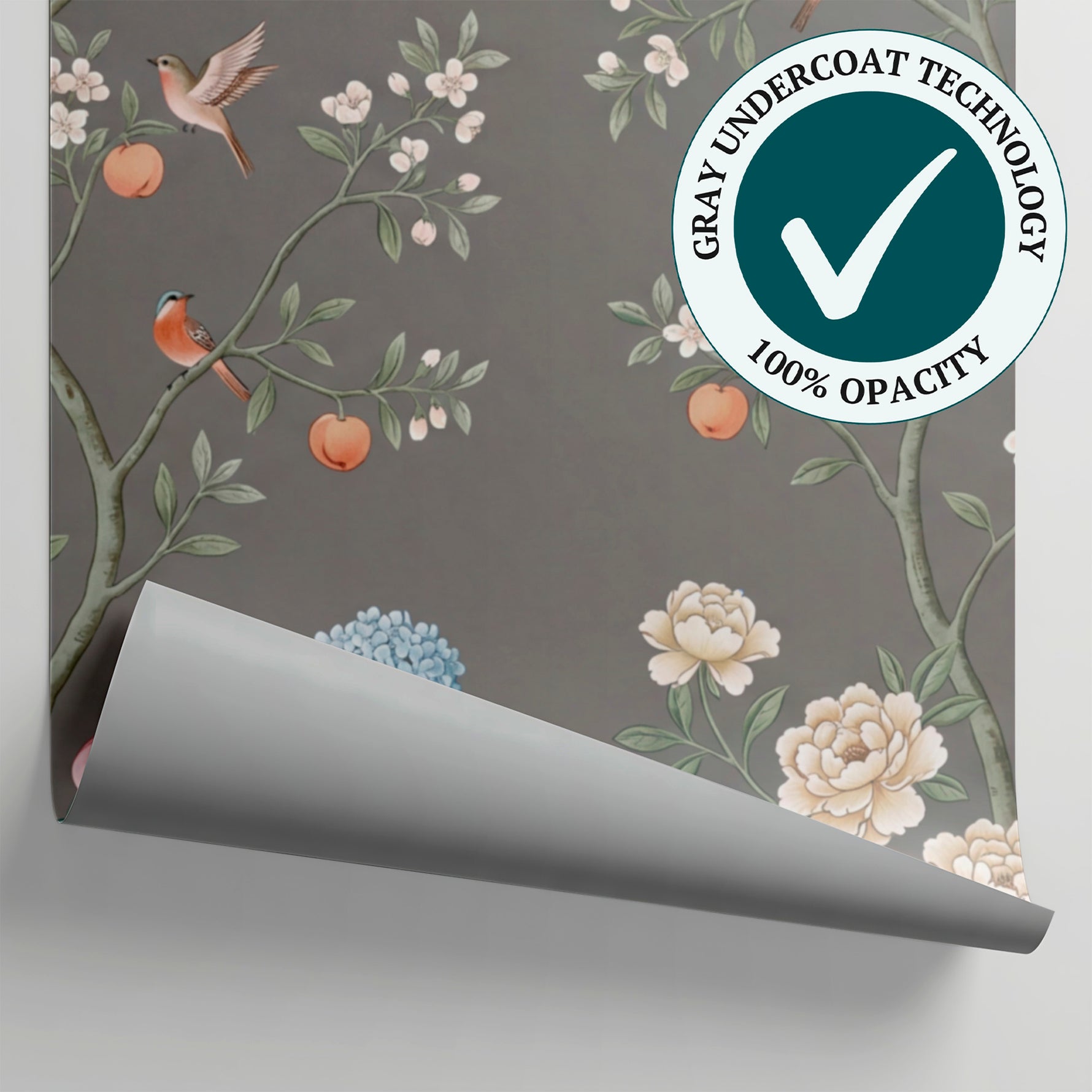 Whispering Boughs Gray Chinoiserie Wallpaper - Floral Botanical Vintage Wall Mural Peel and Stick - Matière