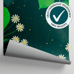 Whispering Glade Green Floral Wallpaper - Dark Green Greenery Daisy Flower Peel and Stick Wall Mural - Matière
