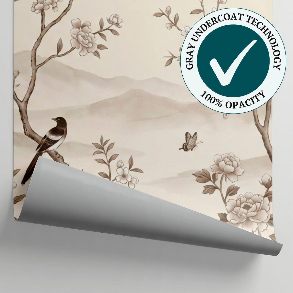 Whispering Orchard - Beige Cherry Blossom Wallpaper Chinoiserie Wall Mural Botanical Japanese Peel and Stick - Matière