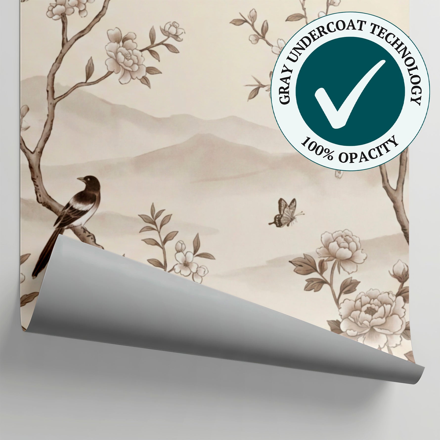 Whispering Orchard - Beige Cherry Blossom Wallpaper Chinoiserie Wall Mural Botanical Japanese Peel and Stick - Matière