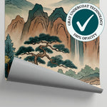 Whispering Peaks Beige Chinoiserie Wallpaper - Japanese Landscape Wallpaper Scenery Wall Mural - Matière