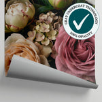 Whispering Thicket Dark Rose Wallpaper - Black Flower Vintage Floral Peel and Stick Wall Mural - Matière