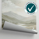 Whispering Vale Green Landscape Wallpaper - Vintage Scenery Wall Mural Victorian Peel and Stick - Matière