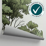 Whispering Woodlands Green Forest Wallpaper - Sage Green Woodland Botanical Leaf Peel and Stick Mural - Matière