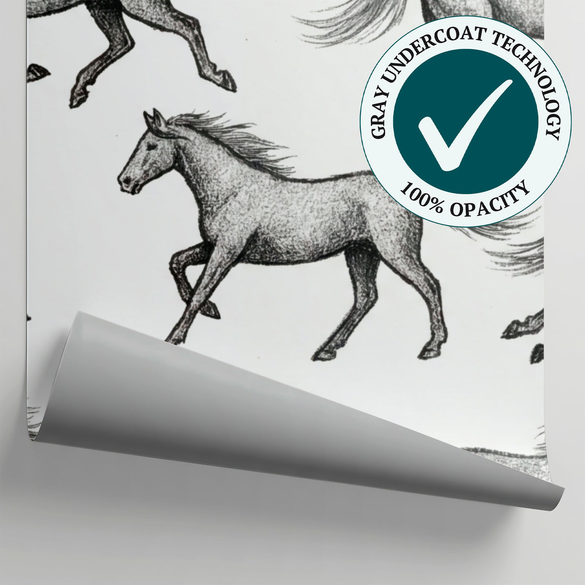 Wild Gallop Gray Horse Wallpaper - Animal Wallpaper Peel and Stick 7 Horse Wall Mural - Matière