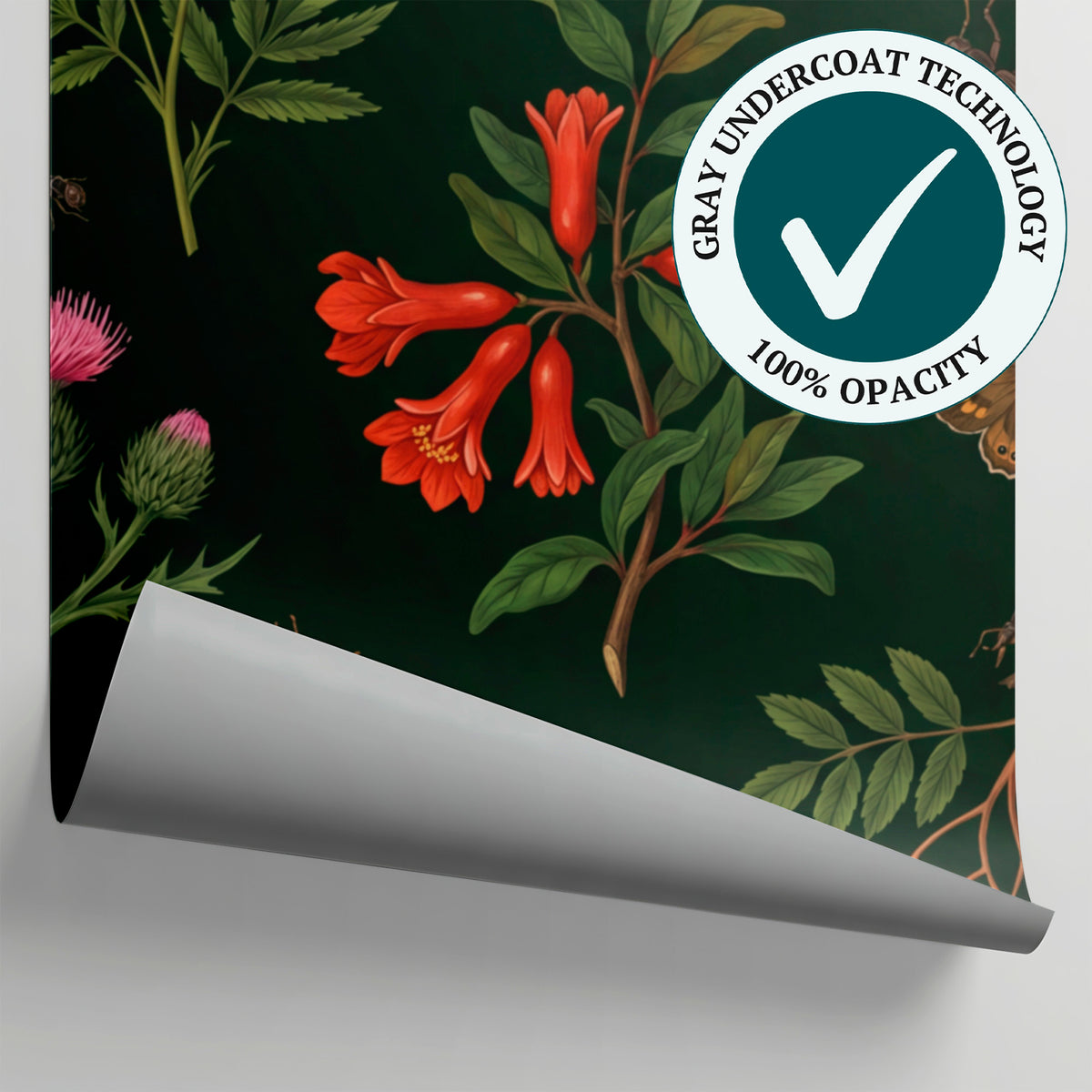 Wildling Almanac Green Floral Wallpaper - Dark Green Daisy Flower Peel and Stick Wall Mural - Matière
