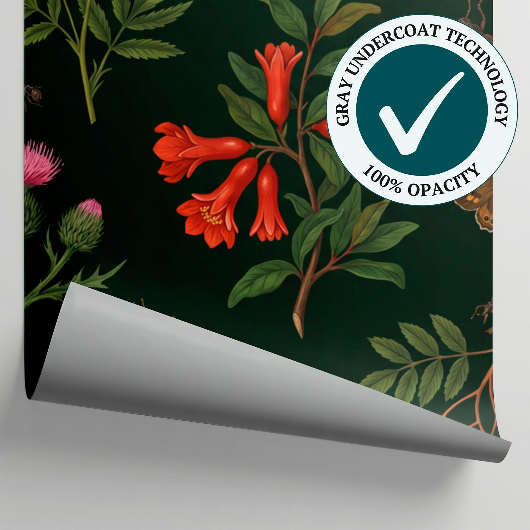 Wildling Almanac Green Floral Wallpaper - Dark Green Daisy Flower Peel and Stick Wall Mural - Matière