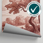Windswept Wayfare Brown Forest Wallpaper - Vintage Woodland Scenery Landscape Wall Mural - Matière