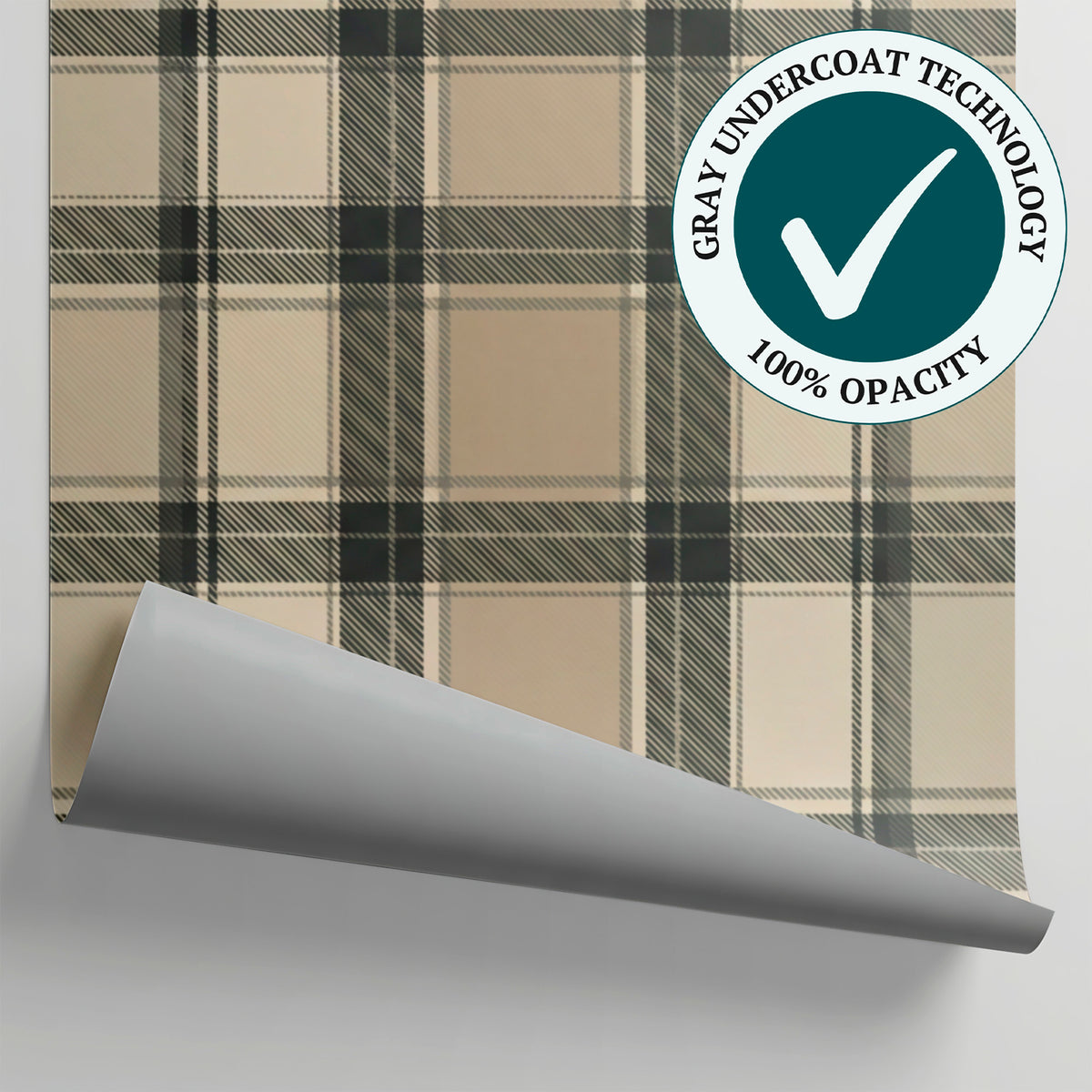 Woven Heritage - Beige Vintage Wallpaper - Cream Gray Plaid Peel and Stick - Matière