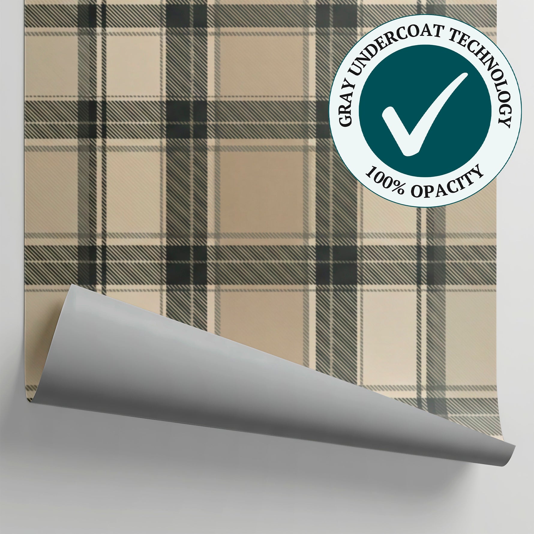 Woven Heritage - Beige Vintage Wallpaper - Cream Gray Plaid Peel and Stick - Matière