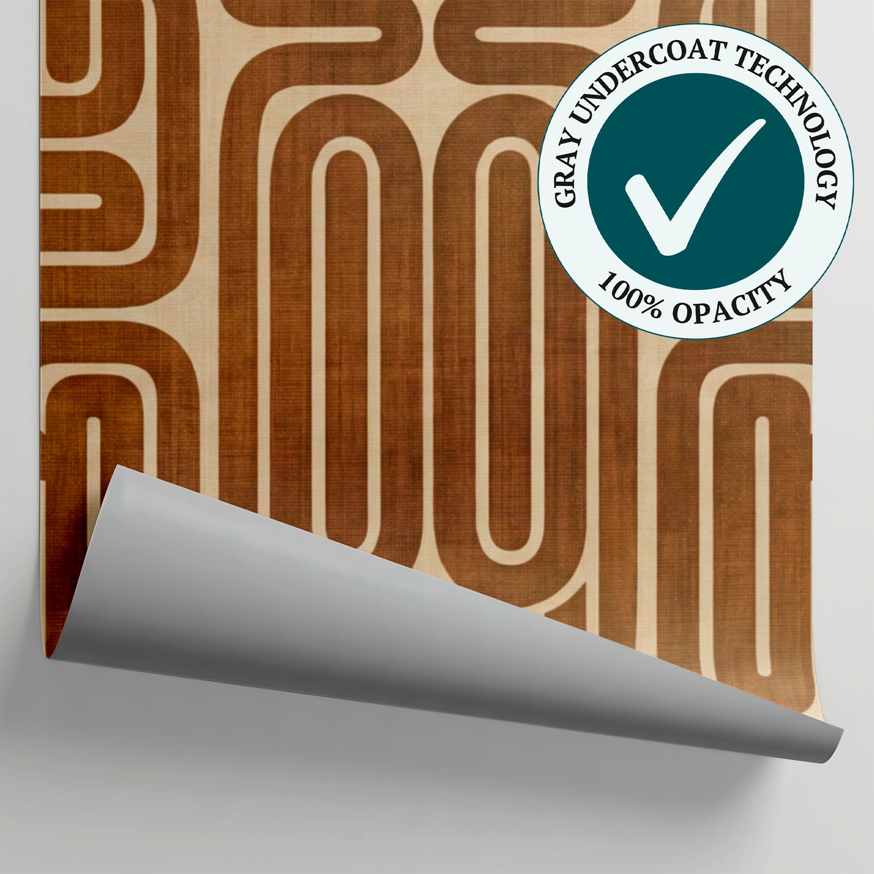 Woven Maze Brown Geometric Wallpaper - Beige Retro Abstract Peel and Stick Wall Mural - Matière