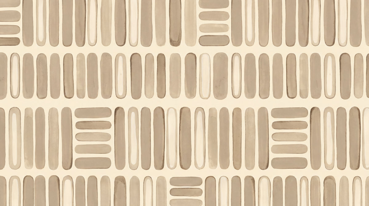 Adobe Tally Beige Minimalist Wallpaper - Earthy Vertical Bars Peel and Stick - Design