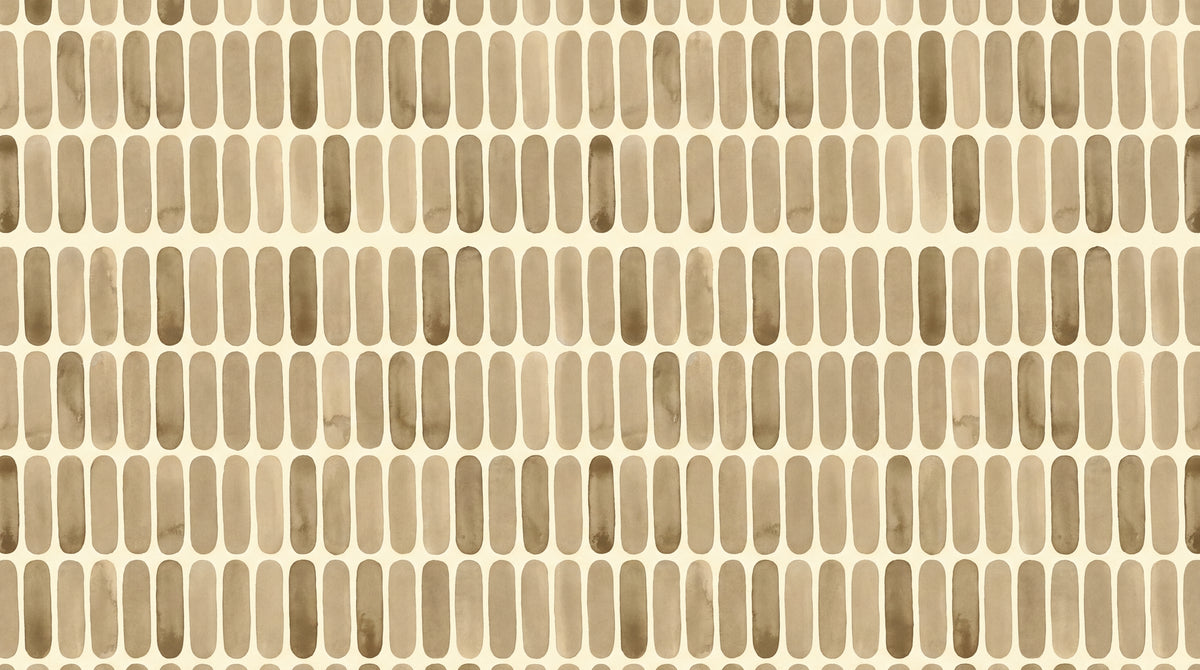 Adobe Tiles Beige Minimalist Wallpaper - Earthy Brown Mid-Century Tile Pattern Peel and Stick - Design