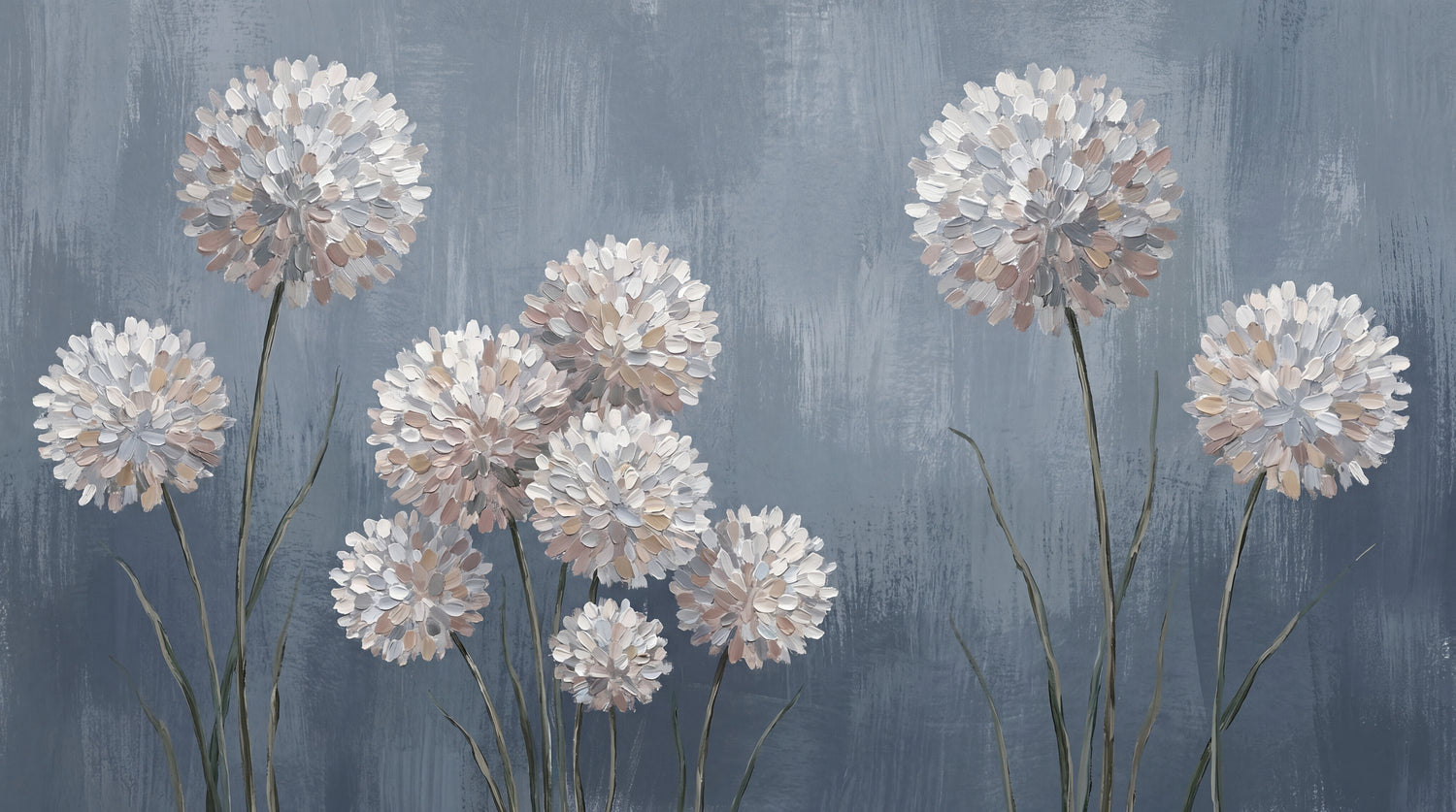 Allium Drift Gray Floral Wallpaper - Vintage Botanical Flower Wall Mural Peel and Stick - Design