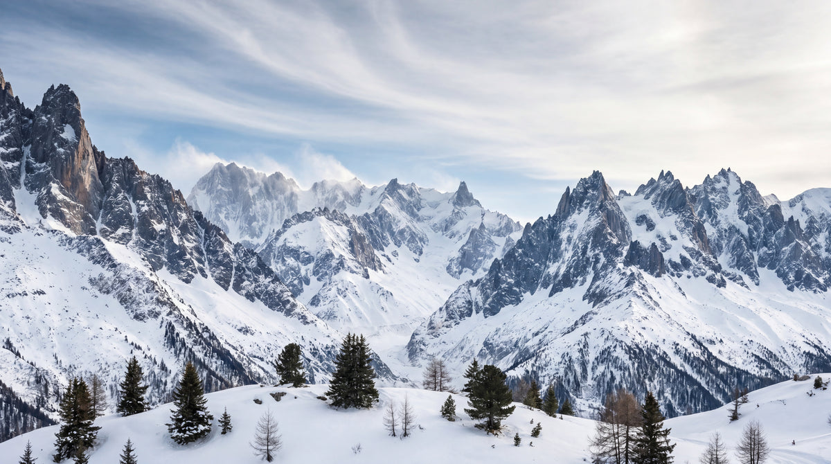 Alpine Silence - White Mountain Wallpaper Peel and Stick - Scenery Landscape Rocky Wall Mural - Design