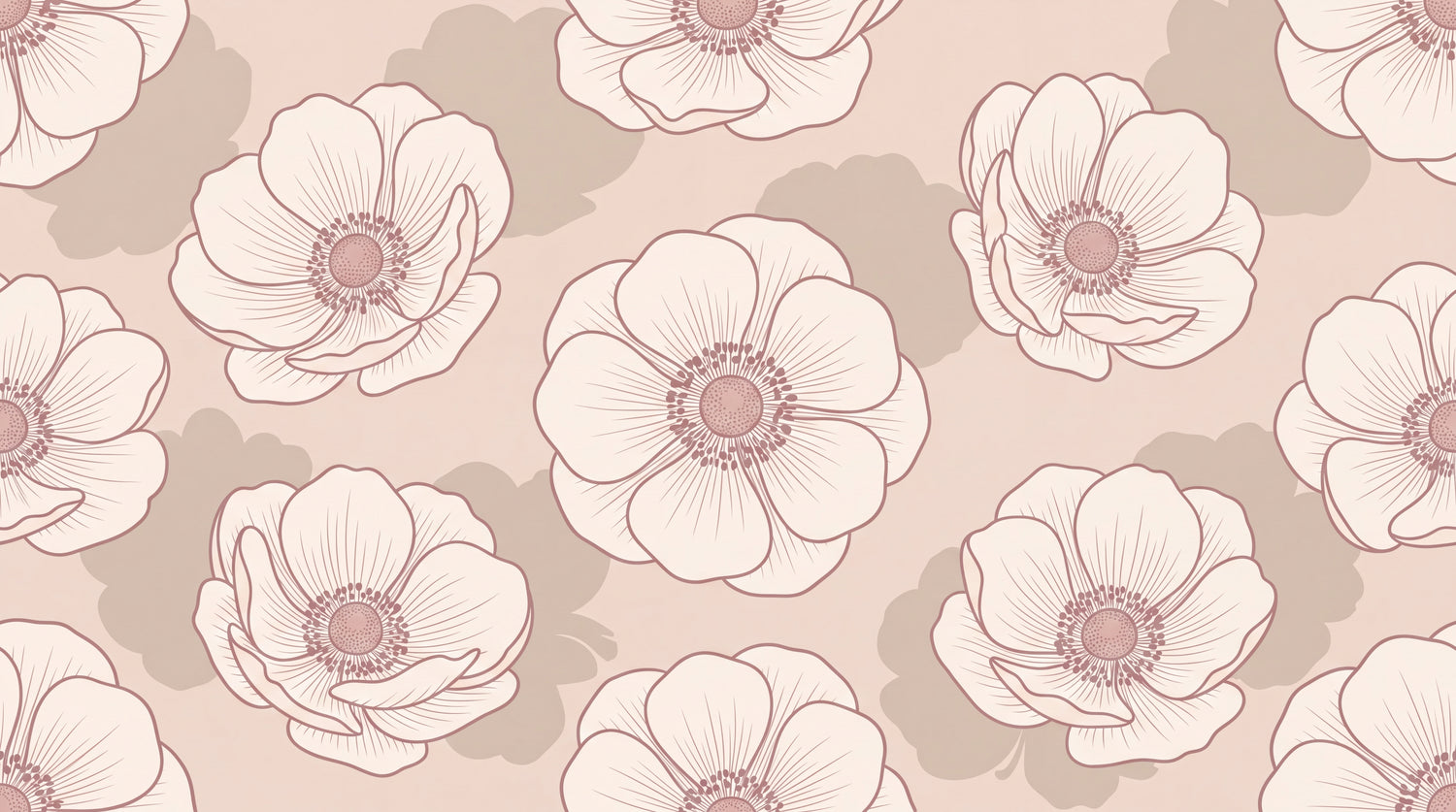 Anemone Murmur Pink Flower Wallpaper - Light Pink Vintage Floral Peel and Stick Wall Mural - Design