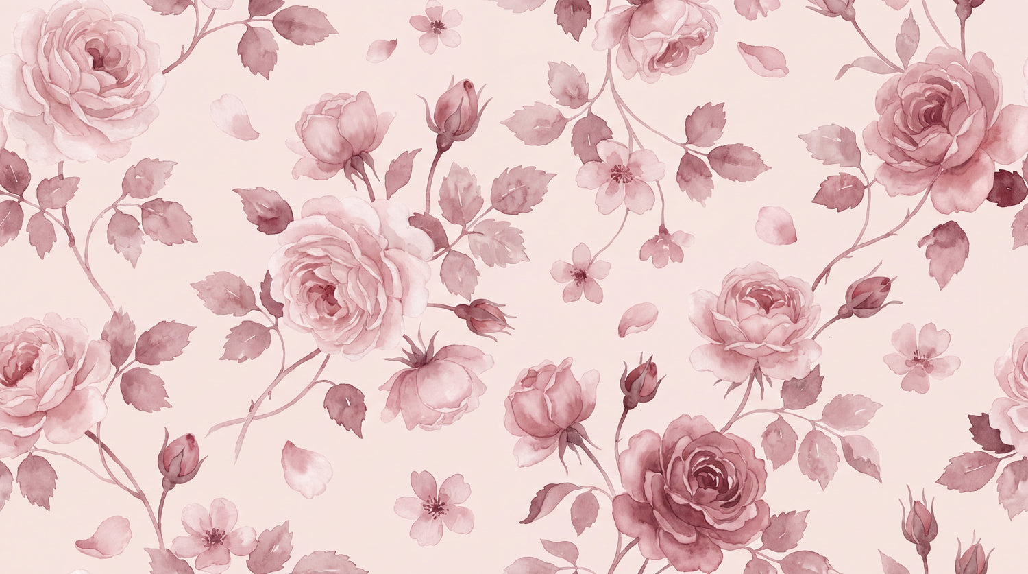 Antique Rosewater Pink Rose Wallpaper - Vintage Floral Pink Flower Wall Mural Peel and Stick - Design