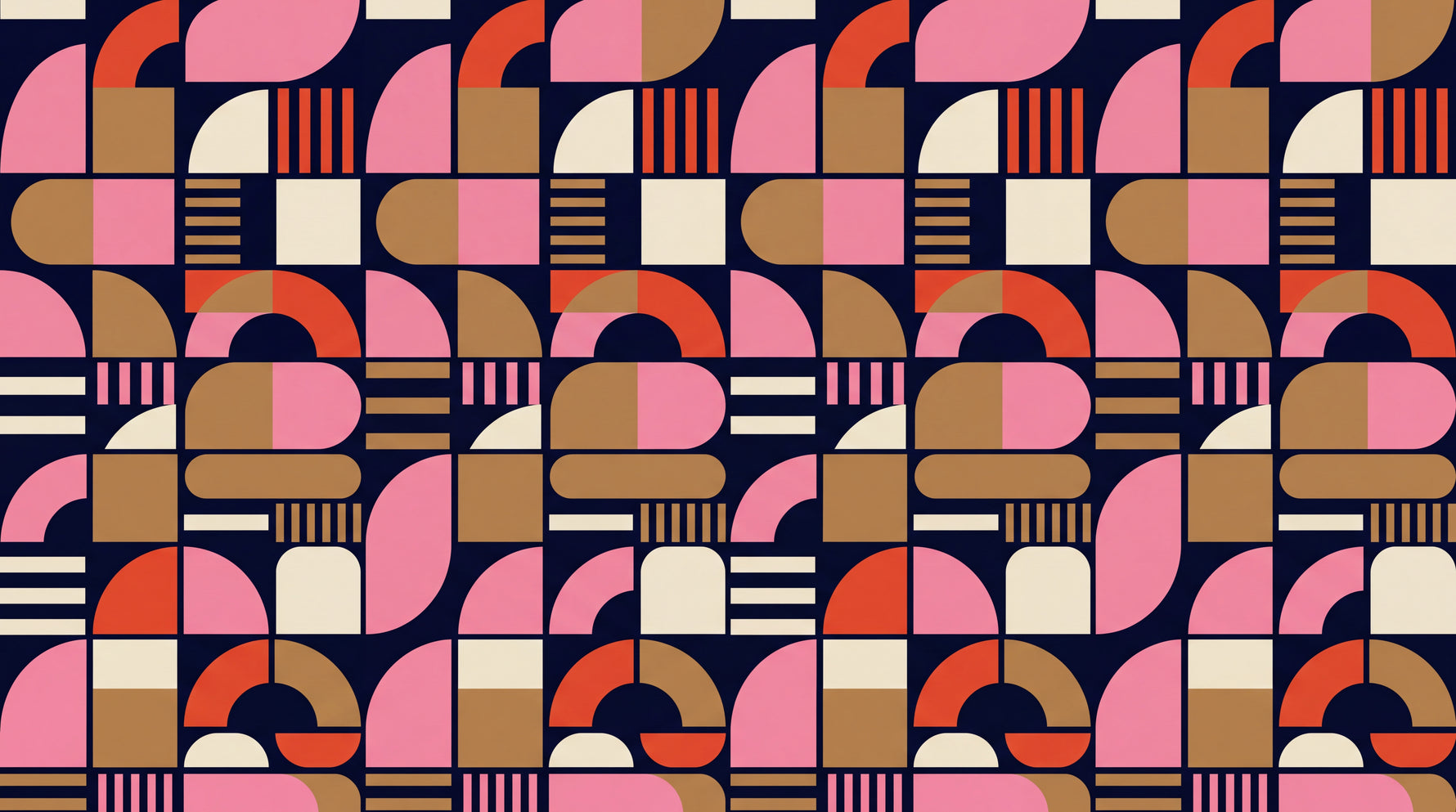 Arcade Rhythm Pink Geometric Wallpaper - Mid-Century Modern Bauhaus Peel and Stick - Design