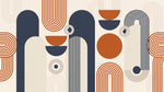 Arched Cadence Orange Abstract Wallpaper - Geometric Minimalist Retro Peel and Stick Wall Mural - Design