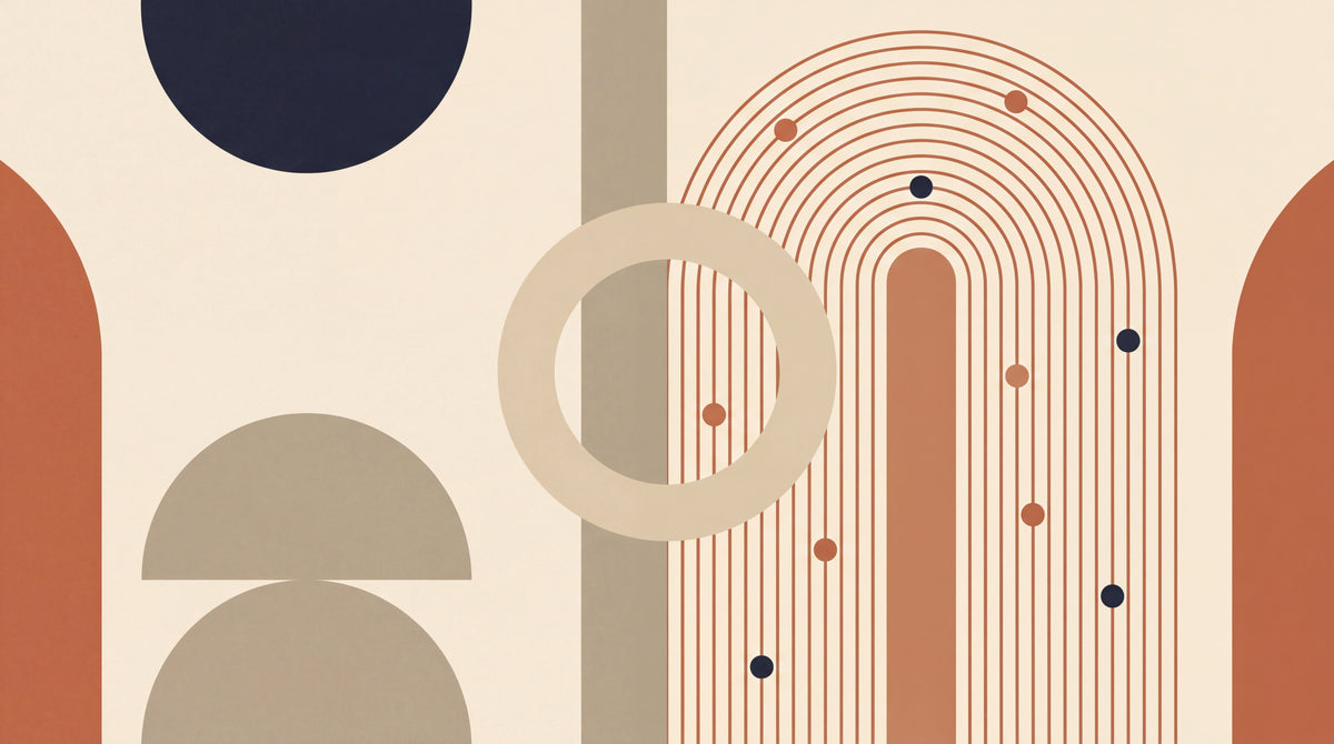 Arched Silhouettes Beige Minimalist Wallpaper - Geometric Abstract Boho Mid-Century Peel and Stick - Design