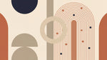 Arched Silhouettes Beige Minimalist Wallpaper - Geometric Abstract Boho Mid-Century Peel and Stick - Design