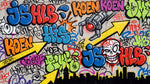 Asphalt Anthem Gray Graffiti Wallpaper - Urban Street Art Multicolor Peel and Stick Wall Mural - Design