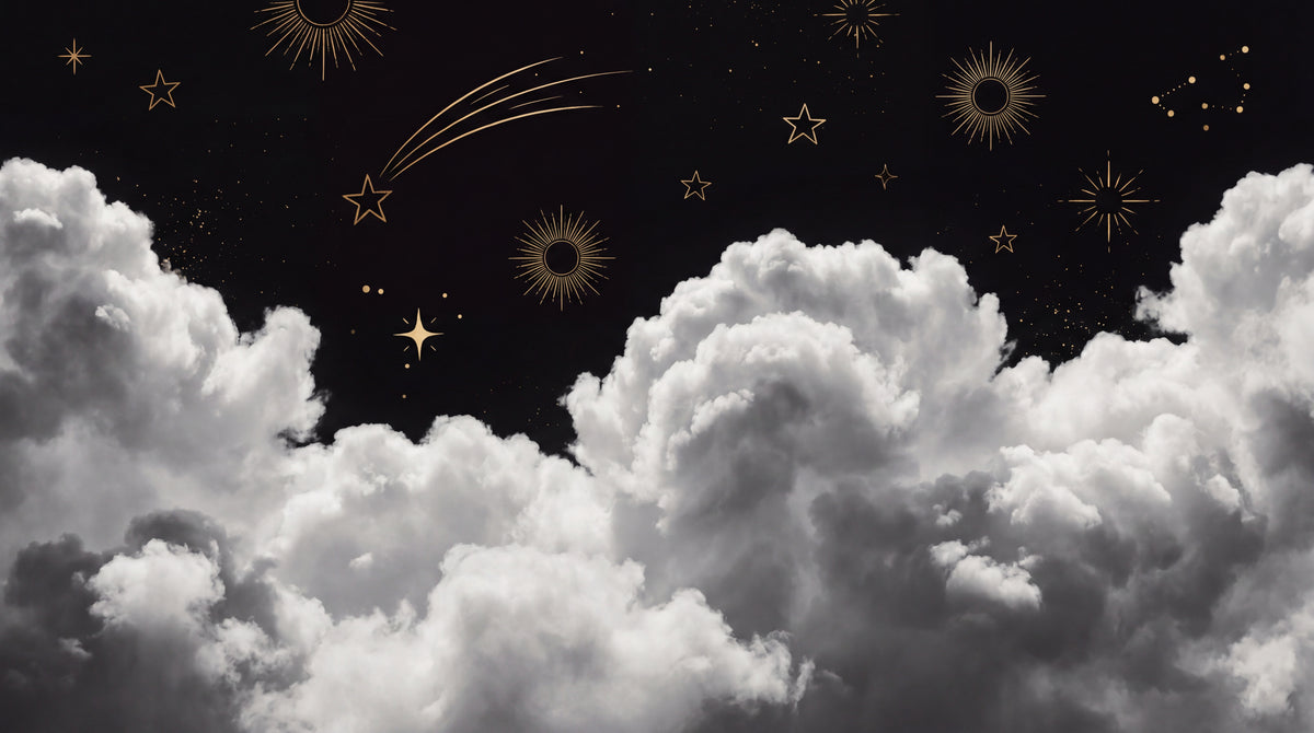 Astral Cumulus Black Night Sky Wallpaper - Cloud Wallpaper Peel and Stick Starry Moon Sky Wall Mural - Design