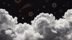 Astral Cumulus Black Night Sky Wallpaper - Cloud Wallpaper Peel and Stick Starry Moon Sky Wall Mural - Design