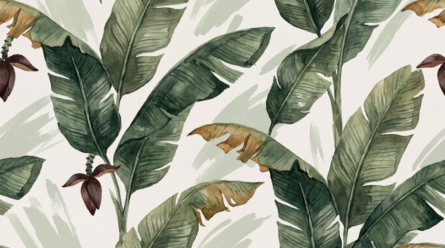 Banana Sway Green Tropical Wallpaper - Jungle Botanical Leaf Greenery Peel and Stick Mural - Design