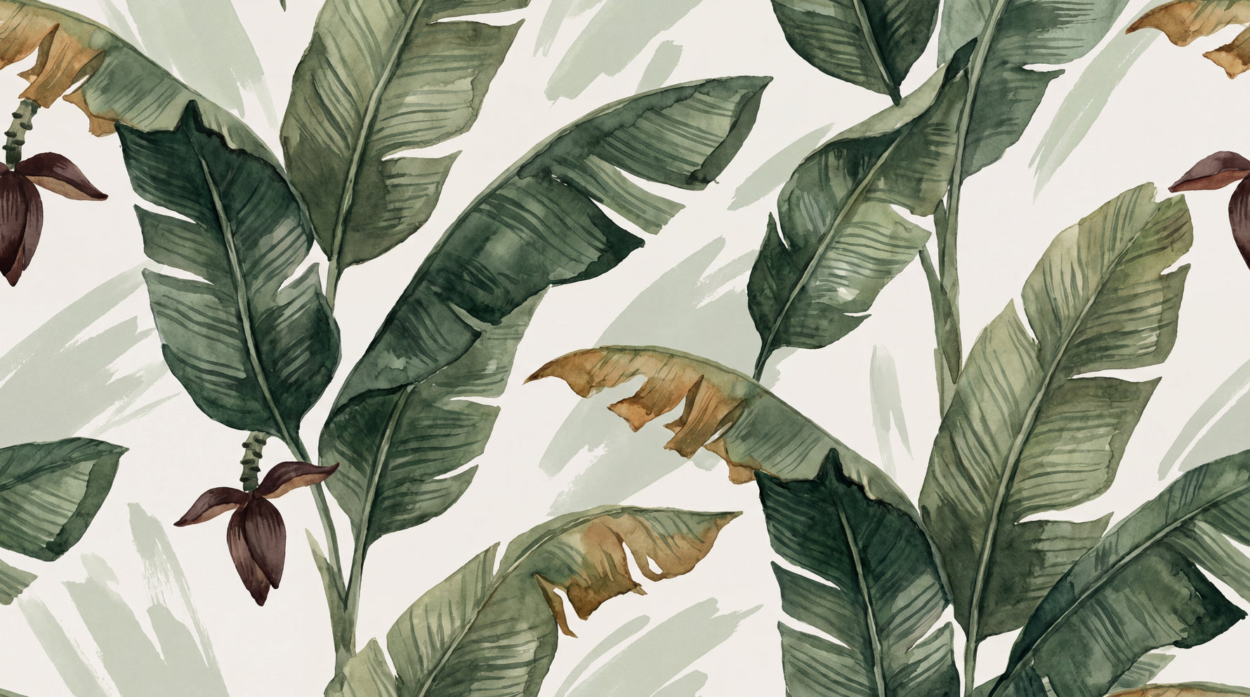 Banana Sway Green Tropical Wallpaper - Jungle Botanical Leaf Greenery Peel and Stick Mural - Design