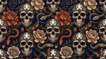 Baroque Reverie Dark Gothic Wallpaper - Skull Victorian Damask Vintage Peel and Stick Mural - Design