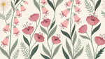 Bellflower Murmur Pink Flower Wallpaper - Green Floral Greenery Aesthetic Peel and Stick Wall Mural - Design